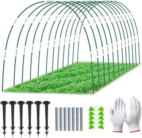 Pflanztunnel Bögen - 54 PCS Folientunnel für Hochbeet I Gewächshausbogen mit 6mm Kunststoff Umwickelt I DIY Gewächshausreifen Frühbeet Tunnel für Garten Zeile Abdeckung Pflanzen Obst Gemüse