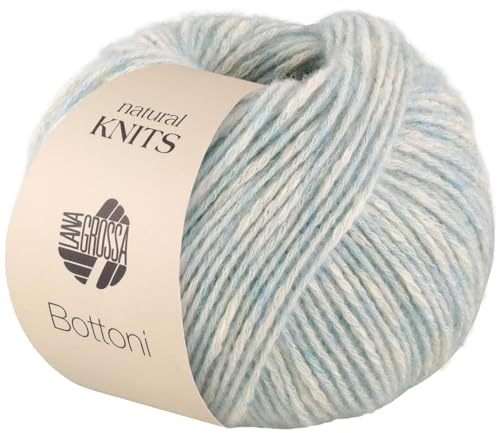 LANA GROSSA Bottoni | Baumwoll-Viskosegemisch mit Merinofasern | Handstrickgarn aus 53% Baumwolle, 24% Viskose & 23% Schurwolle | 50g Wolle zum Stricken & Häkeln | 125m Garn FB 6
