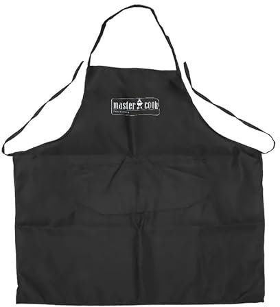 MasterCook - Grembiule BBQ Uomo in Tessuto Ignifugo, Grembiule da Barbecue Nero con Tasche, Resistente E Lavabile in Lavatrice, Ideale per Grigliate E Cucina da Esterno