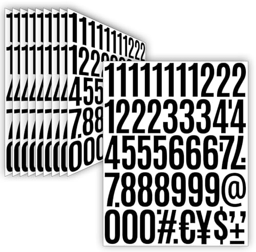 540 Stück, 50 mm - Zahlen Aufkleber, 10 Blätter Schwarz Klebezahlen Wetterfest, Vinyl Number Stickers für Briefkasten, Adressnummer, Hausnummer