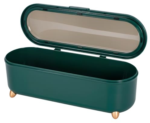 Eclove Caja de Cubiertos con Tapa, Organizador de Cubiertos con Bandeja Escurridora Malla Extraíble, Escurridor de Utensilios Plástico, Caja Almacenamiento para Palillos Cuchillos Tenedores Cucharas