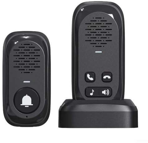 Oniissy Citofono senza fili con portata di 300 metri, comunicazione a lunga distanza, impermeabile, unità esterna per la sicurezza domestica, con batteria di grande capacità (nero)