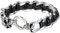 OIDEA Herren Armband, Gotik Schädel Totenkopf Edelstahl Panzerkette mit geflochtenes echtes Lederband Armkette Armreif Armschmuck Handgelenk, silber schwarz