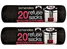 Tidyz 40 Tie Handles Kitchen Liners Extra Strong Swing bin Bags Made in The UK (50L), Black, 10 x 10 x 10 cm