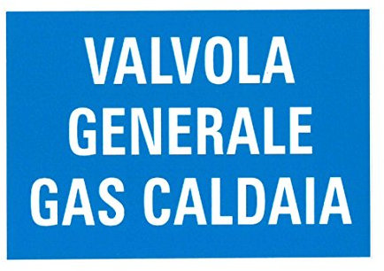 VENDOTUTTONLINE - CARTELLONISTICA ADESIVA VALVOLA GENERALE GAS CALDAIA (DIM. 15,7x10,8 CM)