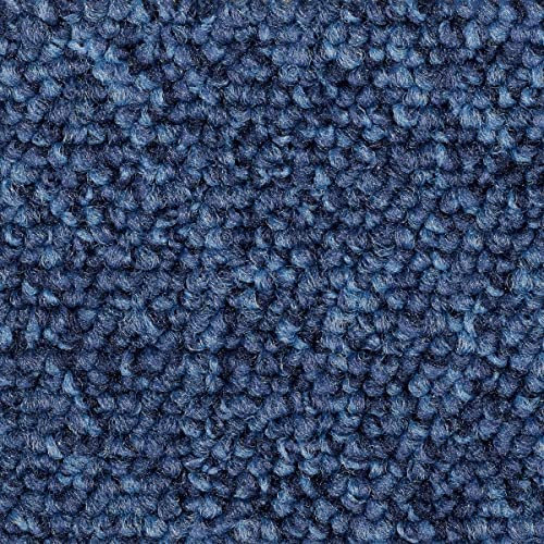 Teppichboden blau Meterware in 400 und 500 cm Breite für Gewerbe und Büro strapazierfähige Auslegware mit Schlingen Struktur robust