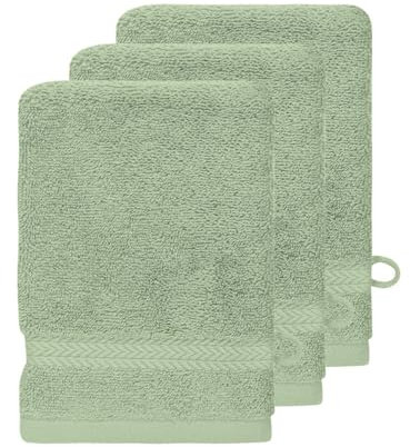 Sensei Maison - Lot de 3 Gants de Toilette 550 g/m² Luxury - 16x22 cm - Sauge