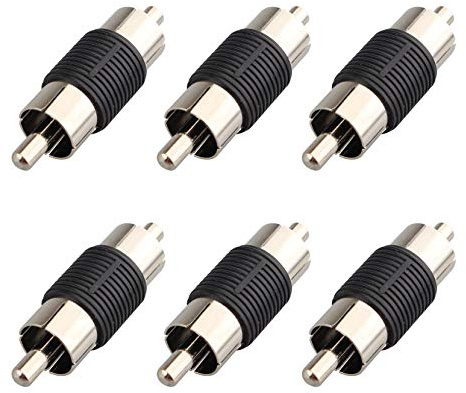 Jopto 6 Conectores RCA Macho a Macho RCA Macho Recto AV Macho a Macho, Conector Directo de Audio y Video, Adaptador de Monitoreo Convertidores Accesorios