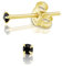 Pendientes Negros Mujer - Pendientes Plata Ley 925 Chapados Oro con Brillantes de Cristal Swarovski - Aretes Pequeños Oro - Pendientes Oro Mujer - Pendientes Dorados - Pendientes Brillantes Mujer