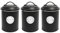Set de 3 bocaux de rangement en métal 'Coffee, Tea, Sugar' avec couvercle Ø11,5x17cm noir, pot de rangement, boîte à café, boîte à thé, sucrier