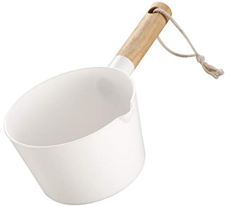 Cabilock Bagno Water Scoop Manico in Legno Grande Mestolo Acqua Bailer Bianco Scoop Baby Bath Mug per Cucina Bagno Giardino
