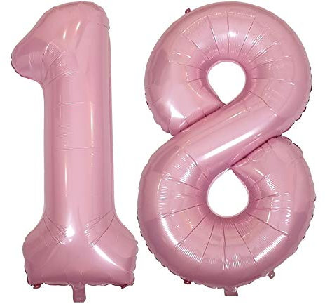 DIWULI Luftballon 18 Geburtstag XXL Rosa - Zahl 18 Ballon
