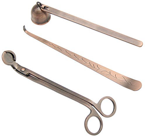 Kerzenlöscher-Set, 3-in-1, Dochtschneide-Set, rotes Kupfer, inklusive Kerzenlöscher, Kerzendochtschneider, Kerzendocht-Dipper, mit langem Griff, beste Geschenkidee für Kerzenliebhaber, im Esszimmer