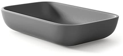 Lavabo sobre Encimera Baño Resina Mineral Recubierta de Poliuretano Acrílico | Lavabo Baño para Encimera de 51x33cm | COLOR (GRIS CEMENTO LISO)