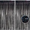 BRAVESHINE Black Foil Fringe Curtains, Metallic Tinsel Fringe Party Streamers Backdrop for Halloween Haunted House Decorations - 2 Pack, 1x2.5m