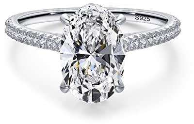 ANAZOZ Damen Silberringe 925, Ehering Damen Zirkonia Oval Damen Silberring Gr.54 (17.2)