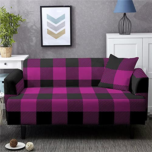 Himlaya 3D Elastischer Sofabezug Stretch Couchbezug Sesselbezug Elastischer Antirutsch Stretchhusse 1/2/3/4 Sitz Weich Stoff Sofabezug Möbelschutz Verzieren (Lila Schwarz,1 Sitz: 90-140 cm)