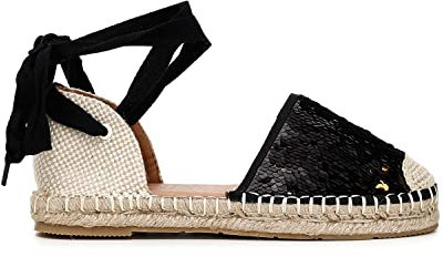 Cafè Noir C1HG9020N027410 Sandalen AUS Stoff MIT Pailletten AUF DEM SEILBODEN Nero/ORO 41