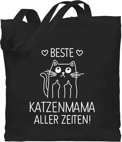 Baumwolltasche - Katzenbesitzer Geschenk Katze - Beste Katzenmama aller Zeiten weiß - Unisize - Schwarz - schulter beutel mit katzen cat katzenmom jutebeutel katzengeschenke katzenmotiv mama tasche