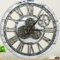 HOSTON Große Wanduhr XXL Wanduhr Uhren für Wohnzimmer ndustrial Steampunk Real Moving Gears Wanduhr für Wohnzimmer, Küche, Bauernhaus, Büro, Bar (Off-weiß,24 Inches)