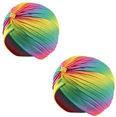 Carnavalife Gefaltete Kopfbedeckung Turban Mütze Indischer Hut Arabischer Sonnenhut Festival Vintage Einfarbig Unisex, One size