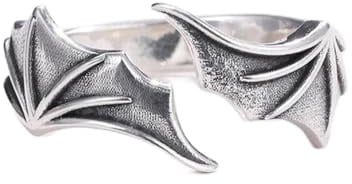 XJruixi 925 Stamp Rings INS Fashion Hip Hop Vintage Creative Bat Wings Make Old Design Thai Silver Jewelry