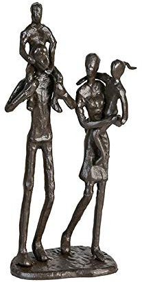 Casablanca Design Skulptur Family Familie mit 2 Kindern Höhe 22 cm Breite 10 cm aus Eisen brüniert Mutter Vater Sohn Tochter Wohnzimmer Skulpturen Deko Modern