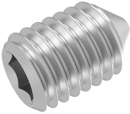 SECCARO Gewindestift mit Spitze M4 x 6 mm, Edelstahl V2A VA A2, DIN 914 / ISO 4027, Innensechskant, 20 Stück