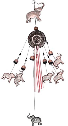 FOMIYES Windspiel Aus Eisen Mit Elefanten-anhänger Hänge-Dekoration Für Zuhause Und Garten Vintage-Stil Bronze-Farbe