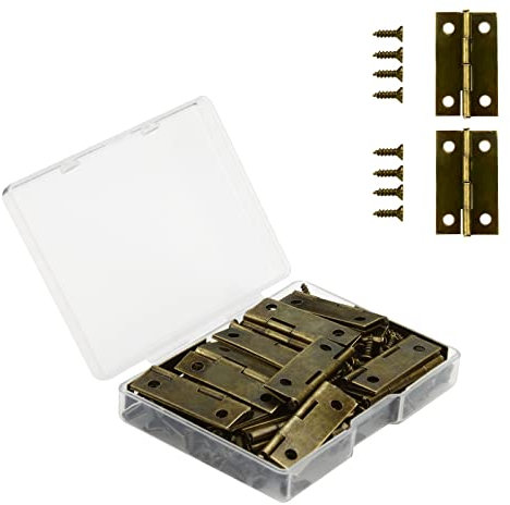 VIPMOON 29 x 17mm Mini Cerniere Bronzo, 30 Pezzi Cerniere Legno Piccole Acciaio Inox Cerniere Mobili a Scomparsa Cerniera per Legno con 150 Viti per Armadio, Cassapanca in Legno, Bricolage, Finestra