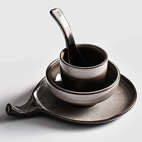 LUCEAE Set de Cena de Porcelana Juego de Vajillas de 32 Piezas, Servicio para 8 Personas, Set de Vajilla Creativa de Gres, Set de Plato de Cena Reactiva de Esmalte