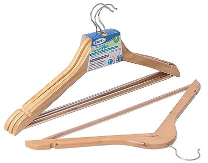 IPEA Kleiderbügel aus Holz mit elegantem Design – 3 Stück – Kleiderbügel mit Rutschfester Unterseite zum Aufhängen von Kleidung, Jacken, Hemden, T-Shirts für Schränke und Garderoben