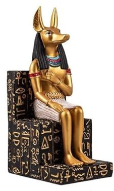 DRW Figur Anubis ägyptischer Gott, sitzend, aus Kunstharz, handbemalt, 6 x 8 x 16 cm