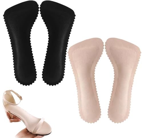 2 Pairs Insoles for Sandals,Self-Adhesive Sweat Absorbing High Heel Insole Comfort Breathable Non-Slip Feet Pads Metatarsal Arch Foot Pain Cushion Inserts Stick on Shoe for Women Boot Heels