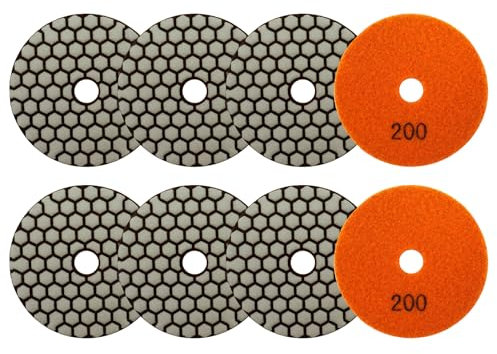 VENJELD Trockene Diamant Polierscheibe - 8 Stücke Körnung 200 Polierpad 100mm für Granit Marmor Kunststein Quarz für Winkelschleifer