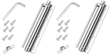ANCLLO Lot de 2 Ferme-Portes automatiques à Ressort en Acier Inoxydable, Ressort réglable, charnière silencieuse, Ferme-Porte Invisible Anti-pincement pour la Maison