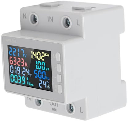 Volt-Ampere-Messgerät, Digitales Voltmeter, Amperemeter, 64 A, 170 Bis 270 V, 0 Bis 17 KW, Spannung, Strommessgerät, Tester, Führungsschiene, Ausschaltspeicher, Farbbildschirm,