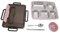 Lunchbox aus Edelstahl, tragbare Lunchbox, 30,5 x 22,9 x 7,6 cm, 304 Edelstahl, 5 Fächer, rutschfeste Wärmedämmung und Frischhaltedose, mit Geschirr für Schule, Büro