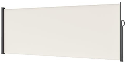 STEELSØN Seitenmarkise Zirella 180x500 cm ausziehbar, Sichtschutz für Balkon und Garten, Senkrechtmarkise außen Blickdicht mit Wandhalterung aus Aluminium, beige