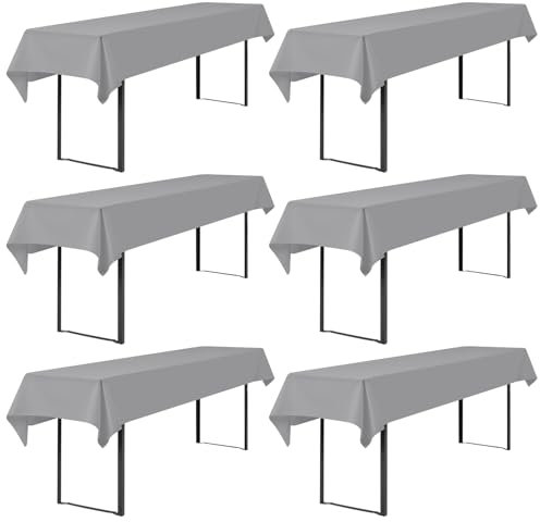 Showgeous 6 Stück Biertisch Tischdecke universal für 50cm u.70cm Biertische Hussen für Biertisch Biertischhussen Biertisch-Husse Bierzeltgarnitur Rechteckige Tischdecken Waschbar 100x250cm(Hellgrau)