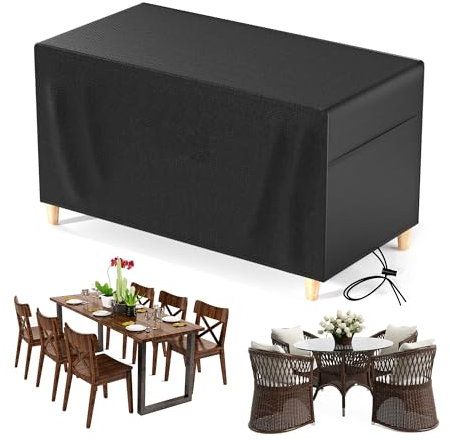 JPudinor Housse de Protection pour Table de Jardin 160 x 160 x 80cm, Housse de Protection pour Meubles de Jardin, Résistante aux Intempéries et aux Déchirures, 420D Oxford, pour Meubles de Jardinu
