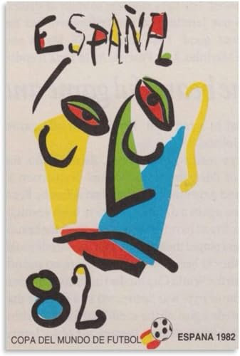 Poster vintage de la coupe du monde de football Espagne 1982 - Impression sur toile moderne pour décoration d'intérieur - 40 x 60 cm - Sans cadre