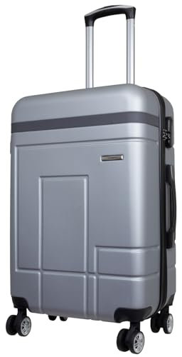 Trendyshop365 Koffer mittelgroß Hartschale Genf 67cm 60 Liter 4 Rollen Silber
