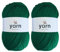 Korbond Yarn Emerald Green - 2 x 100g Acrylic Wool - Lightweight, Hypoallergenic & Durable Double Knit Crochet Yarn Knitting Wool