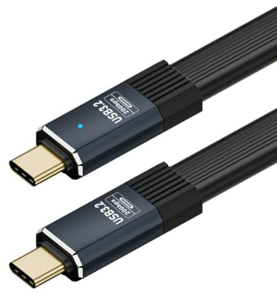 chenyang Câble plat USB 4 pour Thunderbolt 3/4, synchronisation de données 20 Gbit/s, charge rapide 100 W, 8K/5K/4K @ 60 Hz, câble USB C vers USB C 0,8 m
