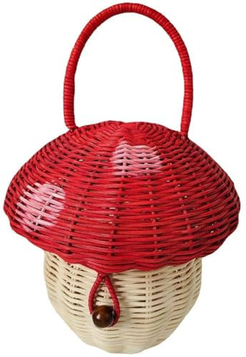 Zghhc Rattan-pilzform-aufbewahrungskorb, Pilz-gewebte Rattan-Einkaufstasche, Griffkorb, Handtasche Für Kinder Und Mädchen