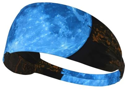 Phayah Blue Moon elastisches Sport-Stirnband absorbiert Schweiß schnell, geeignet für Indoor- und Outdoor-Sportarten wie Yoga und Laufen