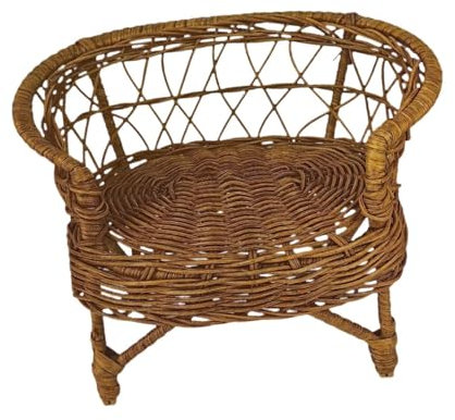 Oshhni 1/12 puppenhaus Rattan Stuhl Miniatur Modell Puppenhaus Spielset Wicker Stuhl Dekoration