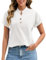 UMIPUBO Womens Blouse Summer Short Sleeve T Shirts Half Button V Neck Basic Cotton Tops Cap Sleeve Ladies Tees Shirts Solid Color Blouses Casual (White, S)