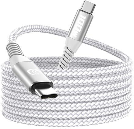 USB C auf USB C Kabel 3M 100W USB C Kabel Weiß PD Schnellladekabel C auf C Nylon Typ C Ladekabel Lang für iPhone 16 15 Pro Max Plus, Samsung S24 S23 S22 S21,iPad, MacBook Air,Pixel,Switch,Tablets usw
